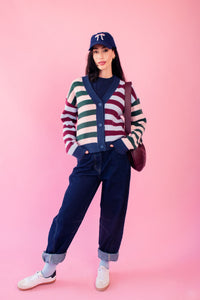 Multistripe Mixed Cardigan