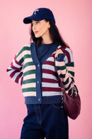 Multistripe Mixed Cardigan