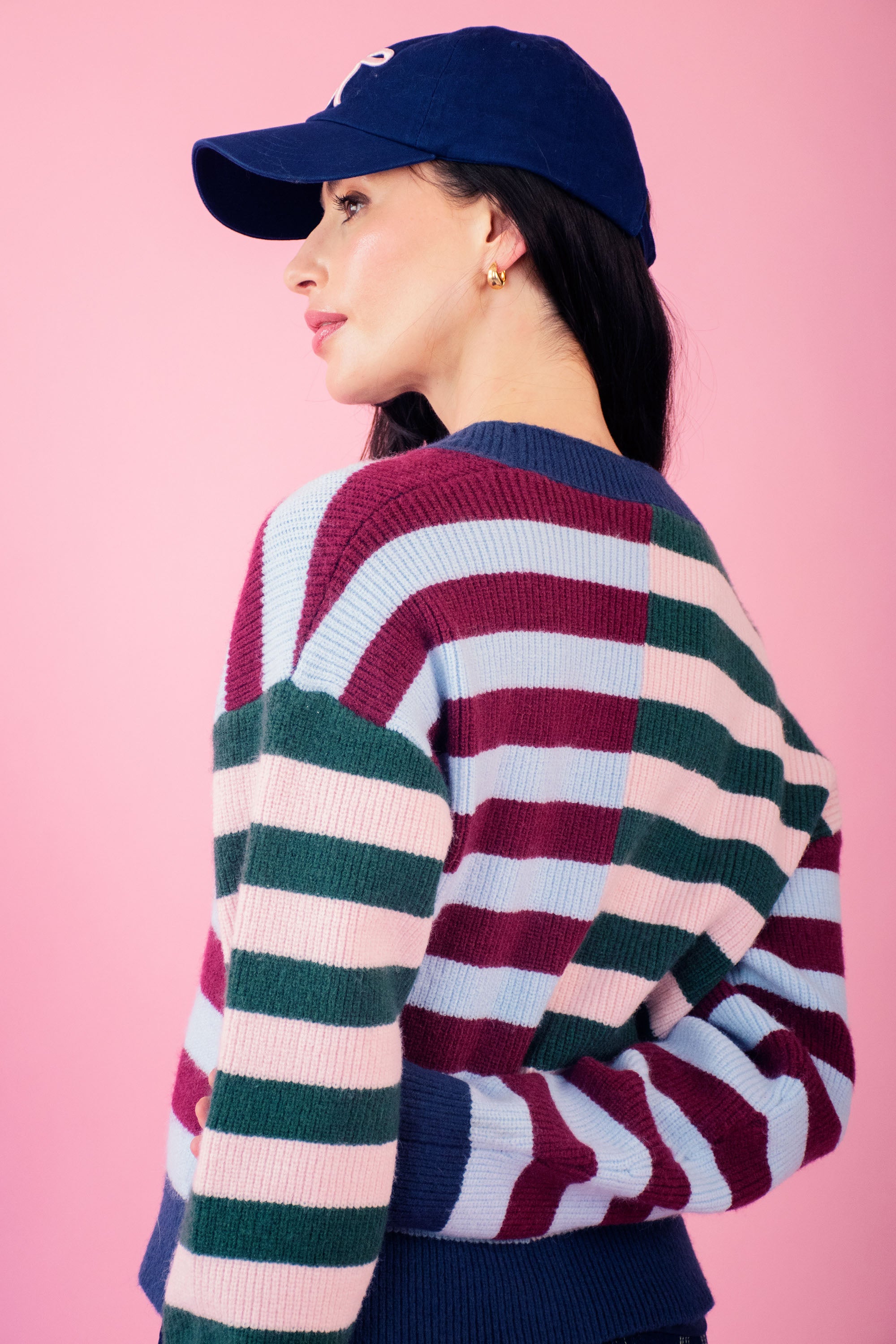 Multistripe Mixed Cardigan