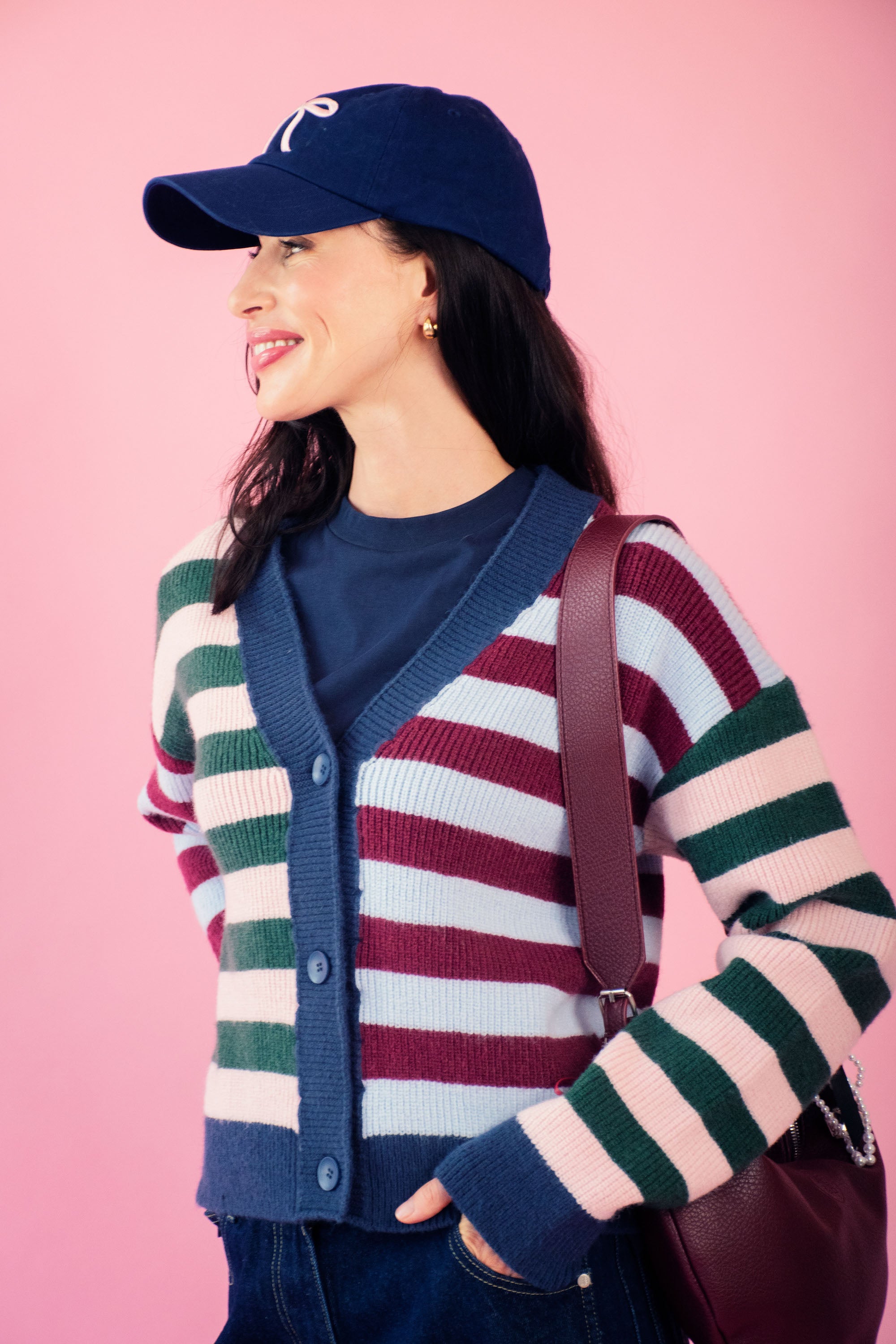 Multistripe Mixed Cardigan