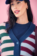 Multistripe Mixed Cardigan