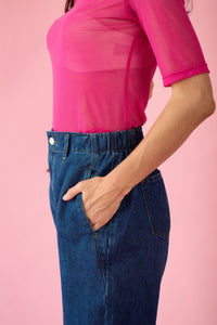 Polo Mesh Three Quarter Sleeve in Pink