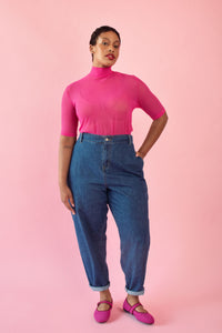 Polo Mesh Three Quarter Sleeve in Pink
