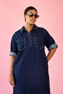 Denim Tunic Dress with Stud Details