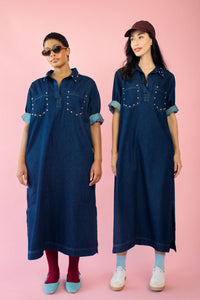 Denim Tunic Dress with Stud Details