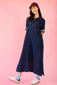 Denim Tunic Dress with Stud Details