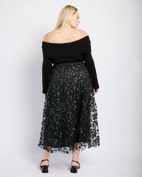Off the Shoulder Knit Top in Black - Me&B