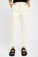 Tapered Leg Stretch Jeans in Milk - Me&B