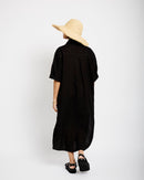 Linen Shirt Dress in Black - Me&B