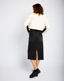 Denim Skirt with Back Slit in Black - Me&B