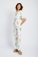 Revere Collar  Shirt with Cocktail Print