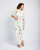 Revere Collar  Shirt with Cocktail Print
