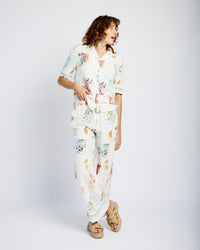 Revere Collar  Shirt with Cocktail Print