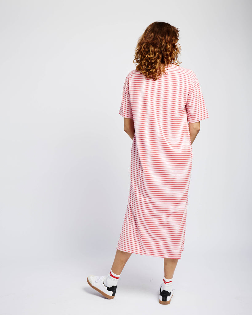 Easy Tee Dress in Pink and Red Stripe - Me&B