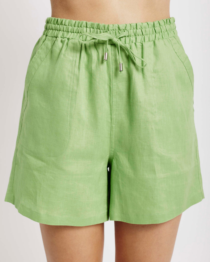 Me&B. Women's clothing. Shorts. Linen Shorts. Green Linen Shorts. Linen Set. Local South African Brand.
