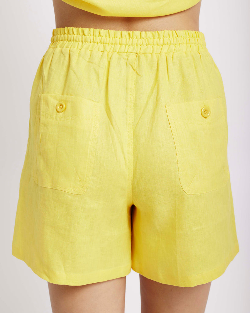 Me&B. Women's clothing. Shorts. Linen Shorts. Yellow Linen Shorts. Linen Set. Local South African Brand.
