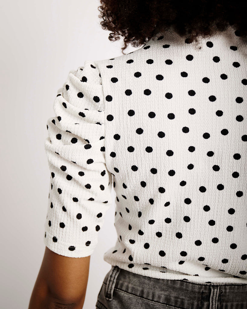 The Luxe Essential Polo with Draped Sleeve in Spot - Me&B