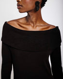 Off the Shoulder Knit Top in Black - Me&B