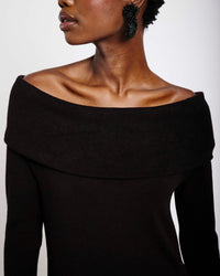 Off the Shoulder Knit Top in Black - Me&B