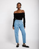 Off the Shoulder Knit Top in Black - Me&B