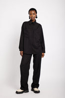 Suiting Shacket in Black Pinstripe - Me&B