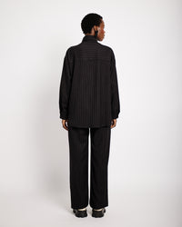 Suiting Shacket in Black Pinstripe - Me&B