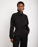 Suiting Shacket in Black Pinstripe - Me&B