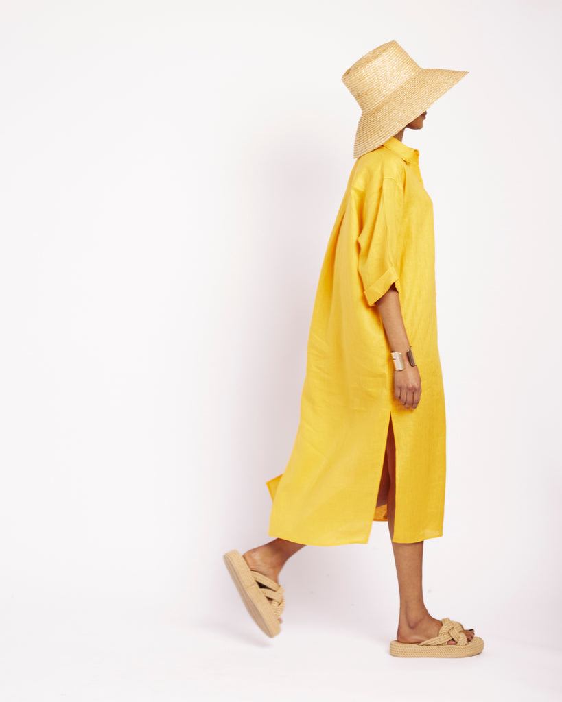 Me&B. Women's clothing. Dresses. Mango Linen shirt dress. Oversized linen shirt dress. Linen beach coverup. Yellow linen dress. Proudly South African Brand.
