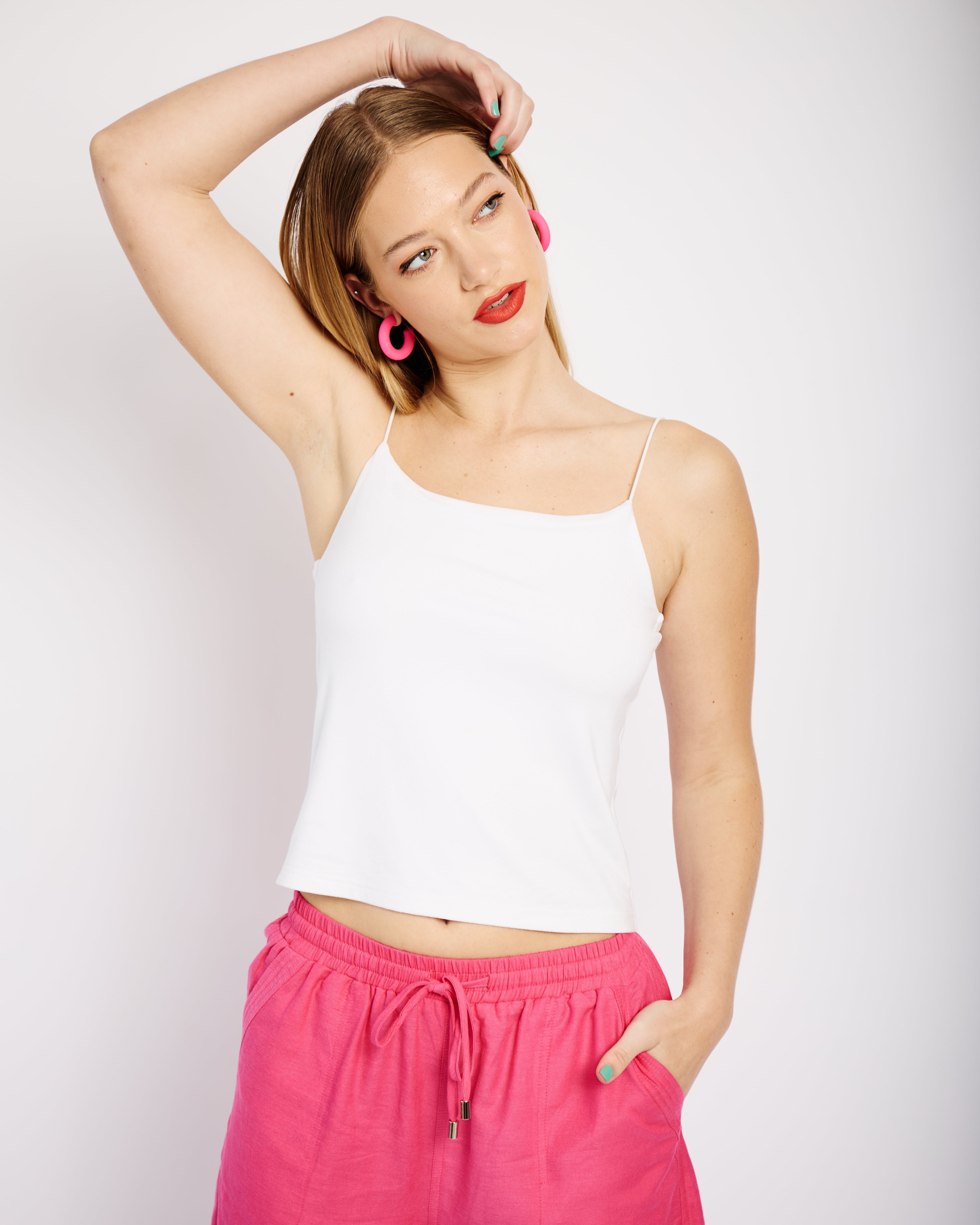 The Shock Cord Basic Cami in White