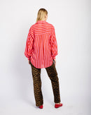 The Bellow Sleeve Shirt in Pink Red Stripe