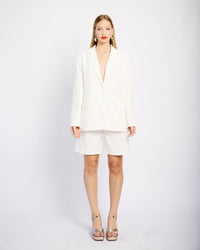 Tailored Pleat Front Short in Milk