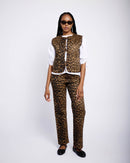 Tie Front Quilted Gilet in Animal - Me&B