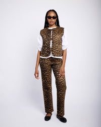 Tie Front Quilted Gilet in Animal - Me&B