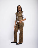 Tie Front Quilted Gilet in Animal - Me&B