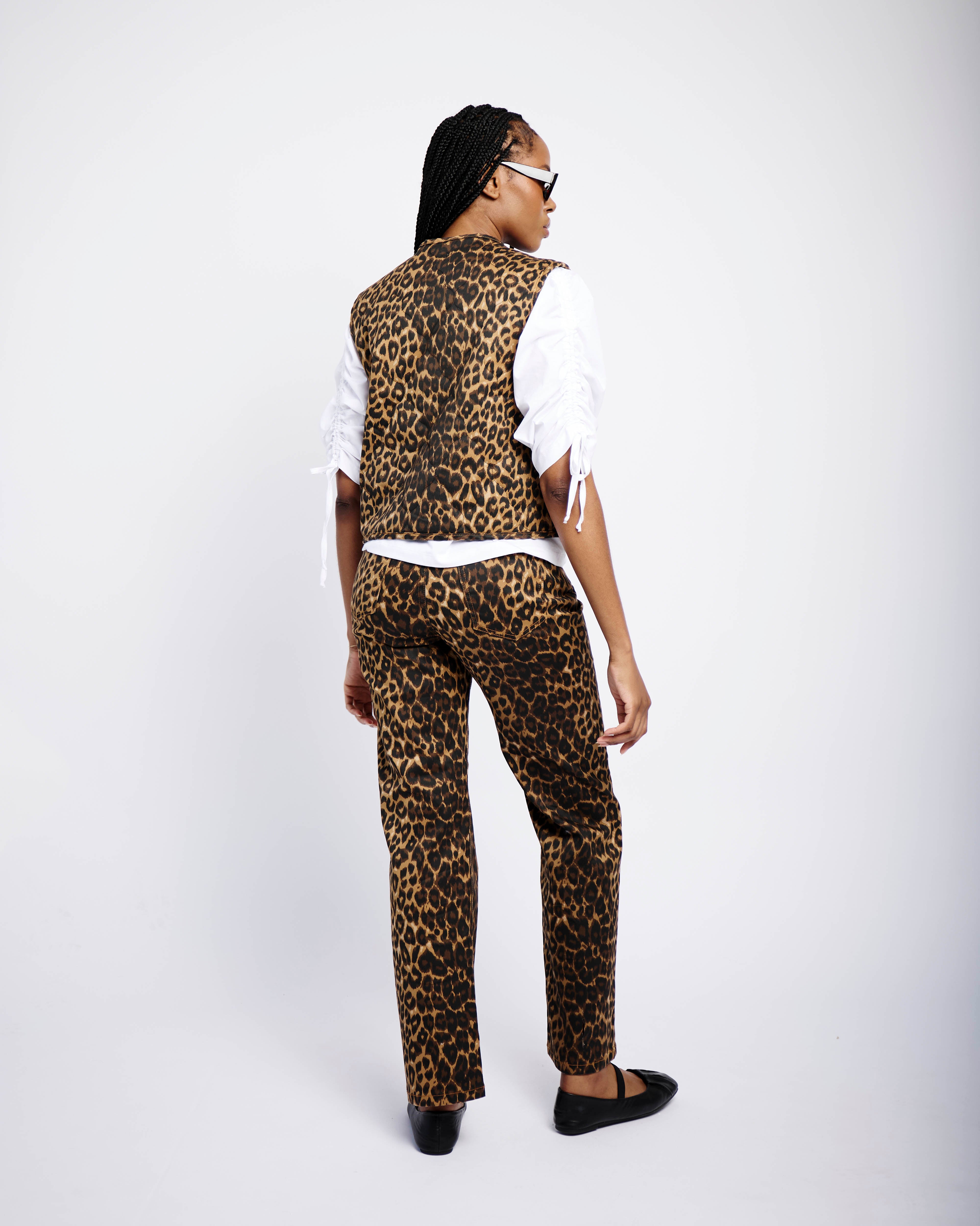 Tie Front Quilted Gilet in Animal - Me&B