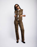 Tie Front Quilted Gilet in Animal - Me&B