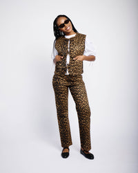 Tie Front Quilted Gilet in Animal - Me&B