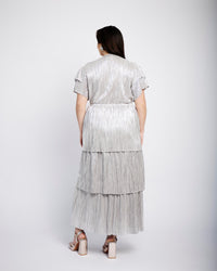 Ra Ra Tiered Empire Dress in Silver