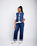 Tie Front Quilted Gilet in Denim - Me&B