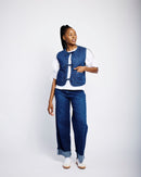 Tie Front Quilted Gilet in Denim - Me&B