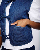 Tie Front Quilted Gilet in Denim - Me&B