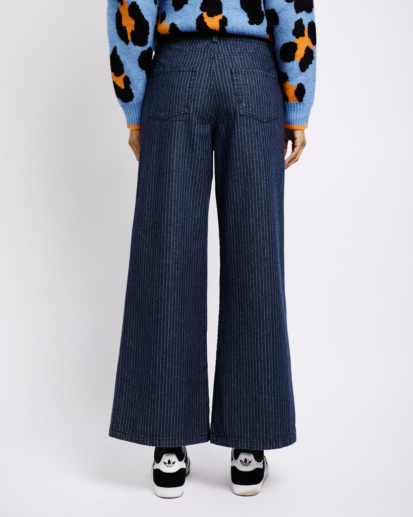 Wide Leg Denim Jeans in Pin Stripe - Me&B