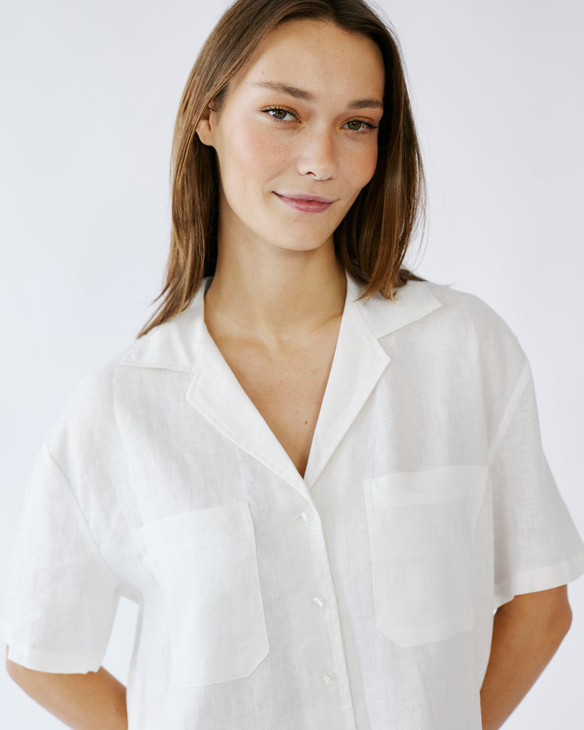 Me&B. Women's clothing. Shirt. Linen Shirt. Linen Button Up. Collared Linen Shirt. White Linen Shirt. Locally made in Cape Town