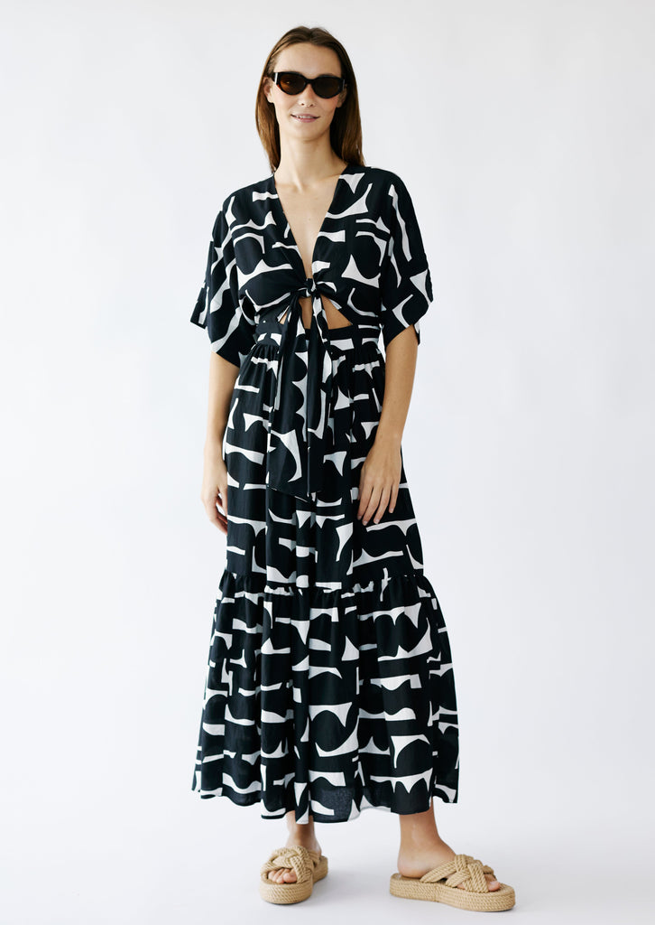 Me&B. Women's clothing. Black and white maxi dress. Patterned maxi dress. Summer cut out dress.  Local Johannesburg Brand.