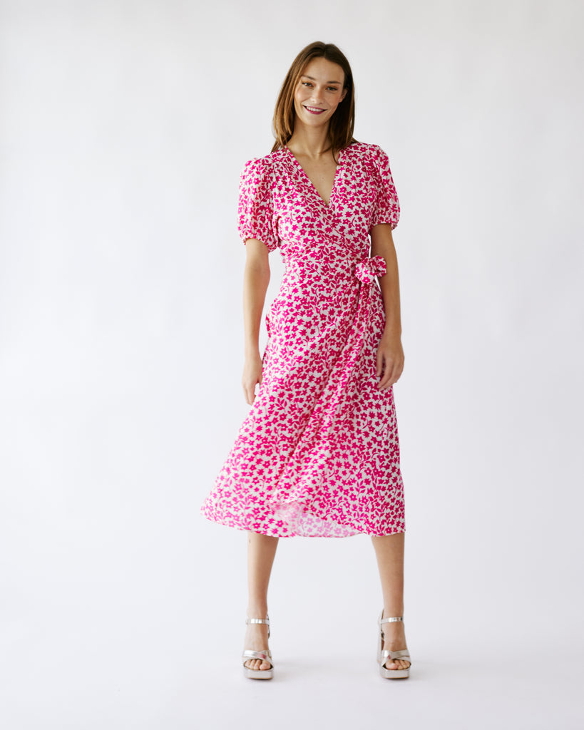 Me&B. Women's clothing. Dress. Wrap Dress. Pink Floral Wrap Dress. Maxi Wrap Dress. Local South African Brand