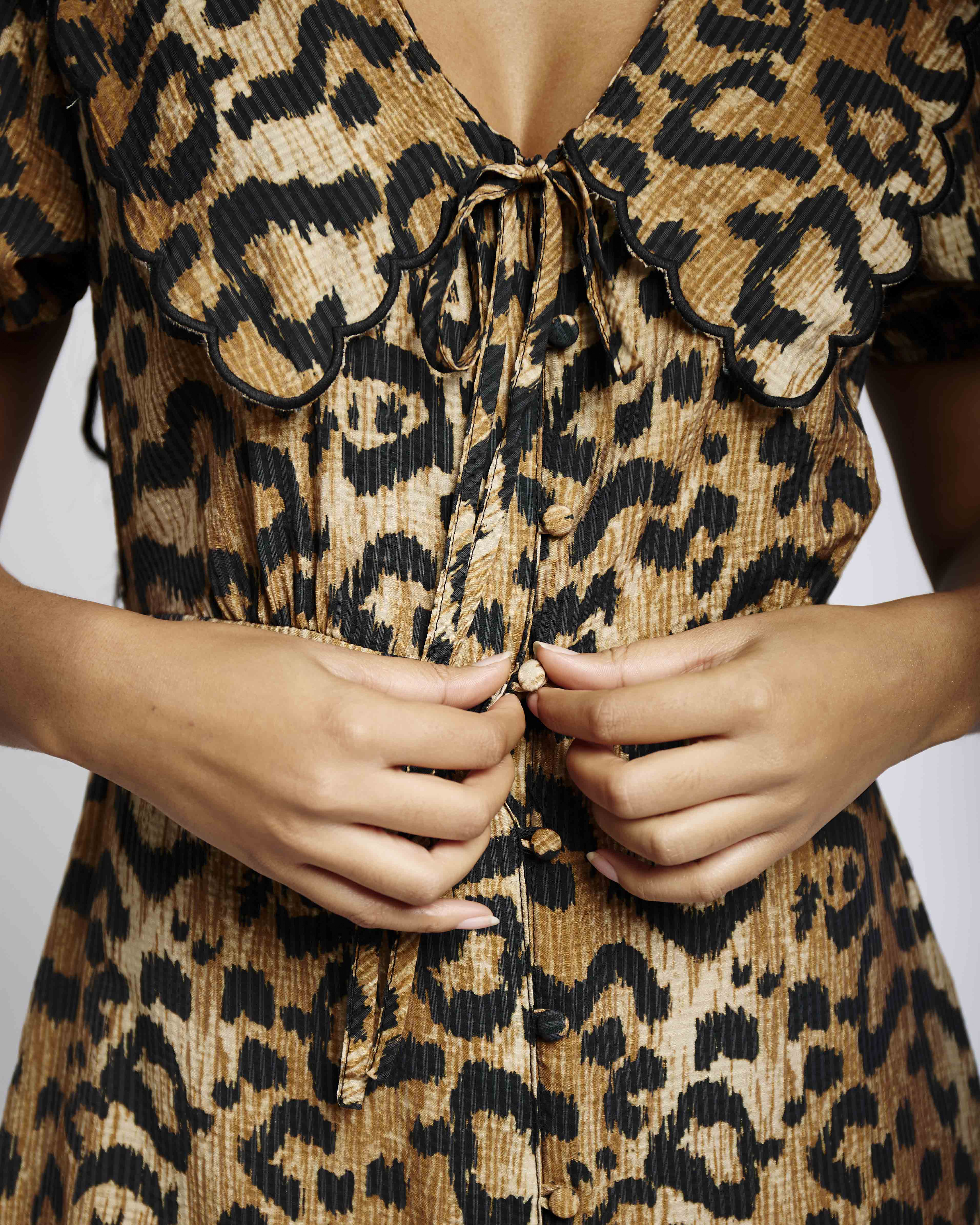 Empire Collar Dress in Animal