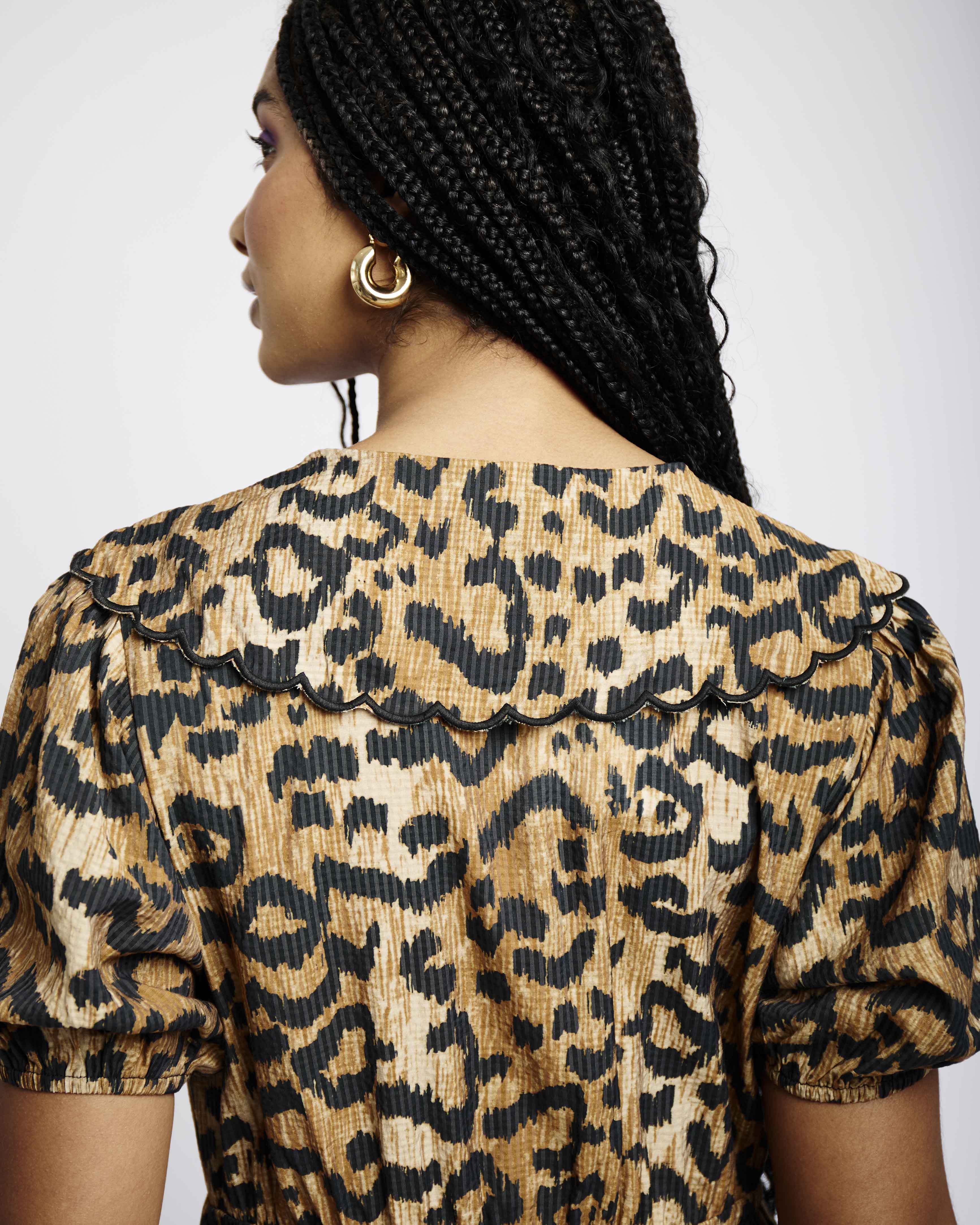 Empire Collar Dress in Animal