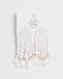 Beaded Tassle Earrings in Ivory White - Me&B