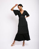 Ra Ra Tiered Dress in Black