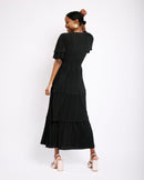 Ra Ra Tiered Dress in Black